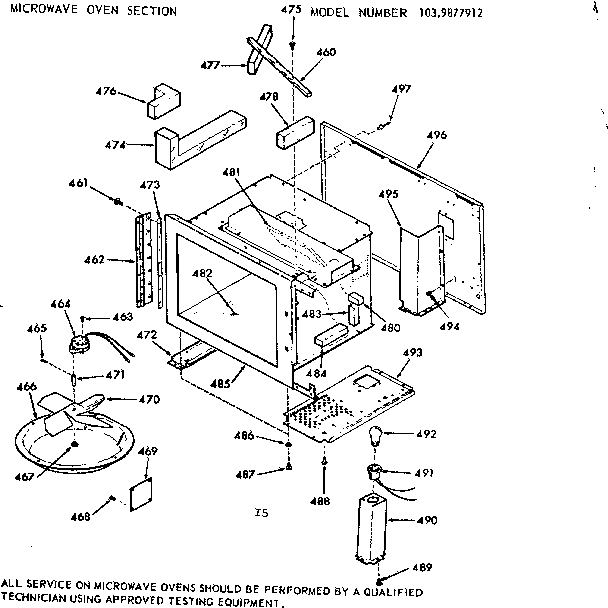 Kenmore 1039877912 microwave oven section diagram