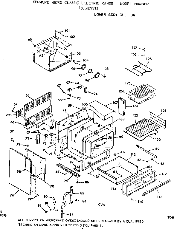 Kenmore 1039877913 lower body section diagram