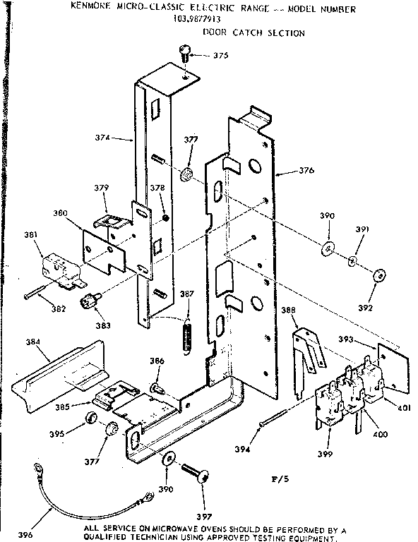 Kenmore 1039877913 door catch section diagram