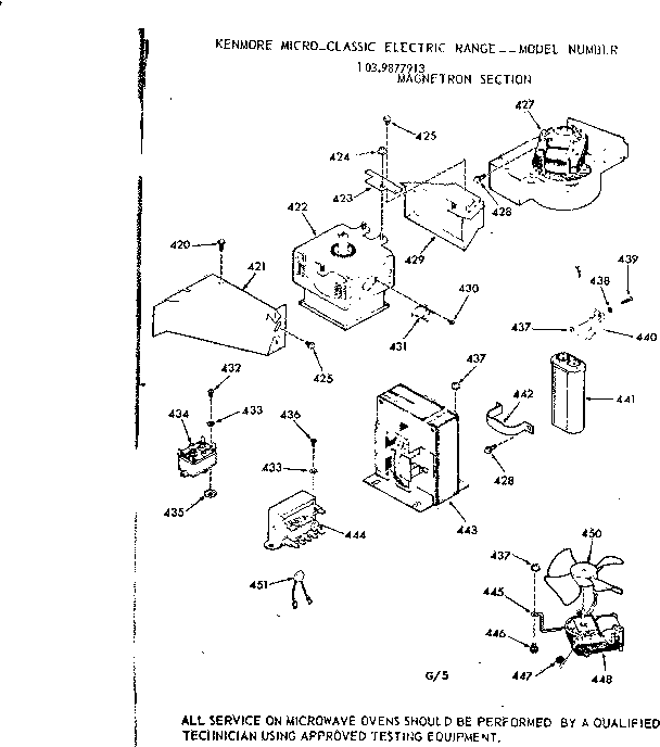 Kenmore 1039877913 magnetron section diagram