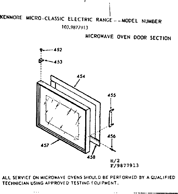 Kenmore 1039877913 microwave oven door section diagram