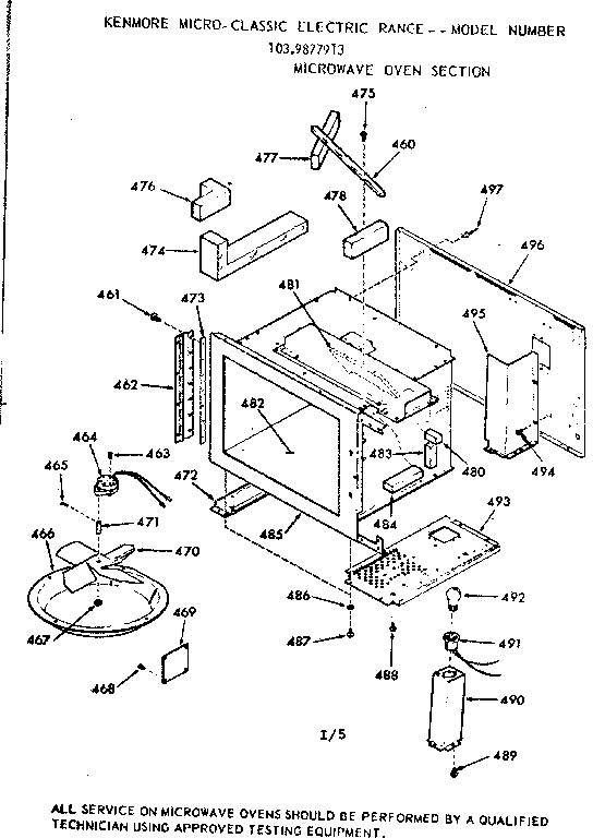 Kenmore 1039877913 microwave oven section diagram
