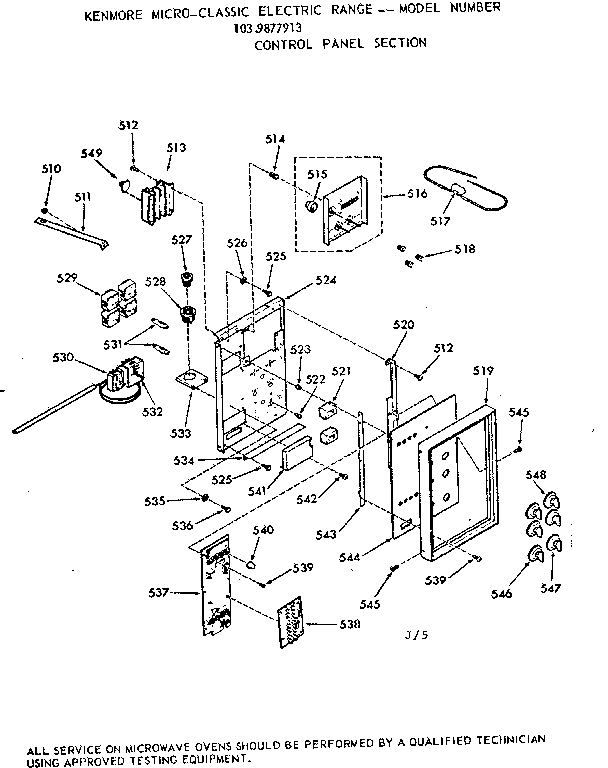 Kenmore 1039877913 control panel section diagram