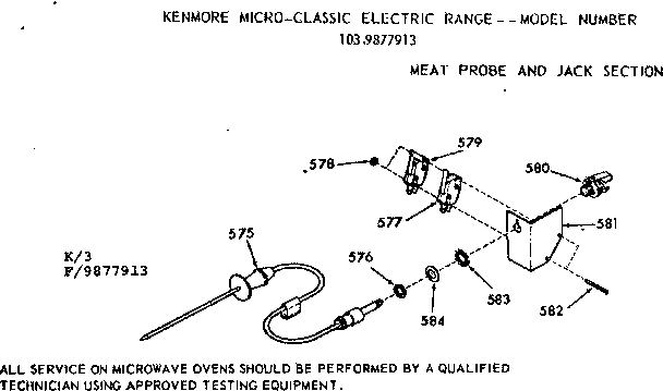 Kenmore 1039877913 meat probe and jack section diagram
