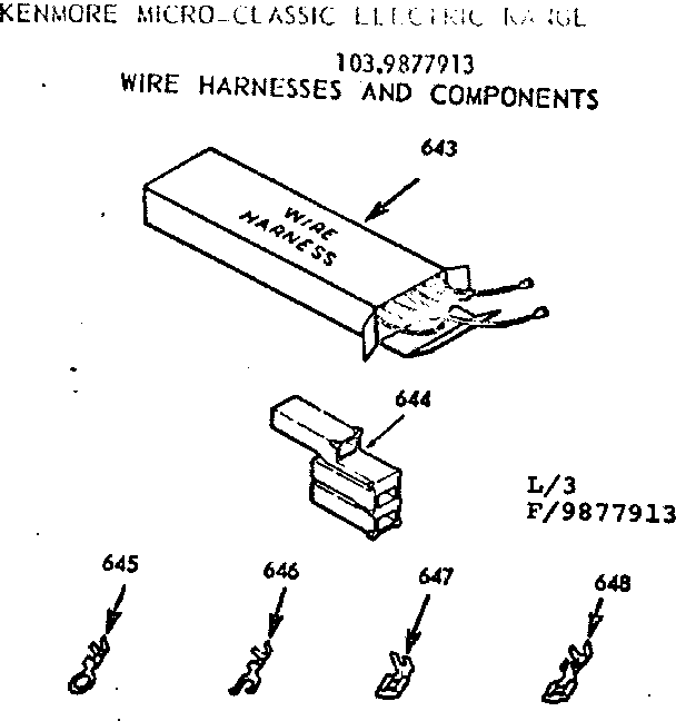 Kenmore 1039877913 wire harness and components diagram