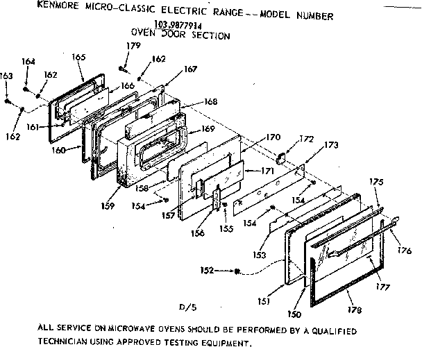 Kenmore 1039877914 oven door section diagram