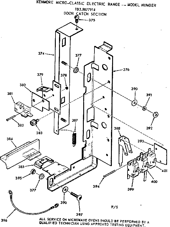 Kenmore 1039877914 door catch section diagram