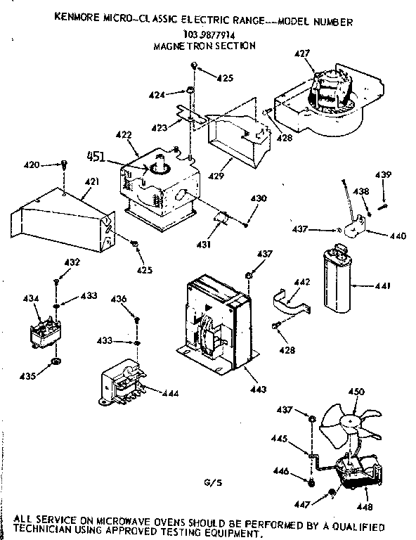 Kenmore 1039877914 magnetron section diagram