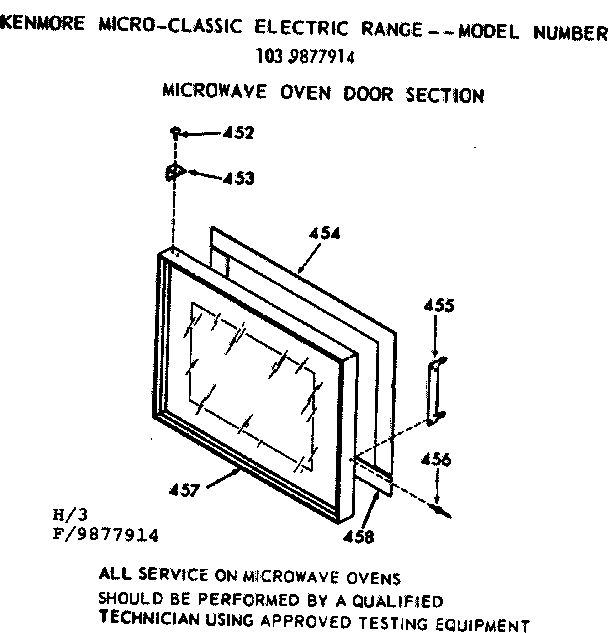 Kenmore 1039877914 microwave oven door section diagram