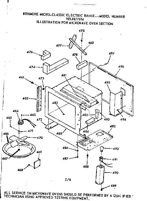 Kenmore 1039877914 microwave oven section diagram