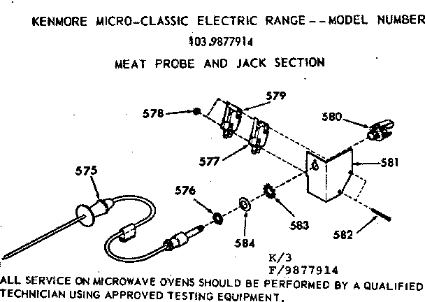 Kenmore 1039877914 meat probe and jack section diagram