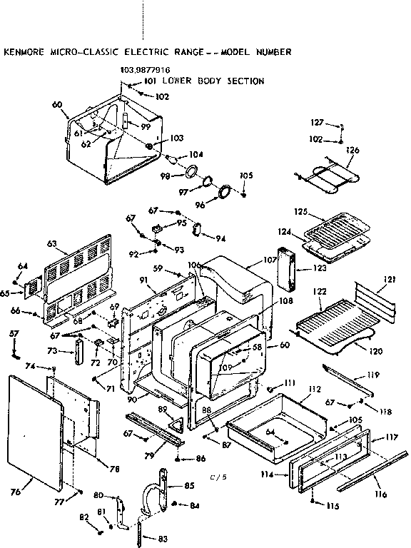 Kenmore 1039877916 lower body section diagram