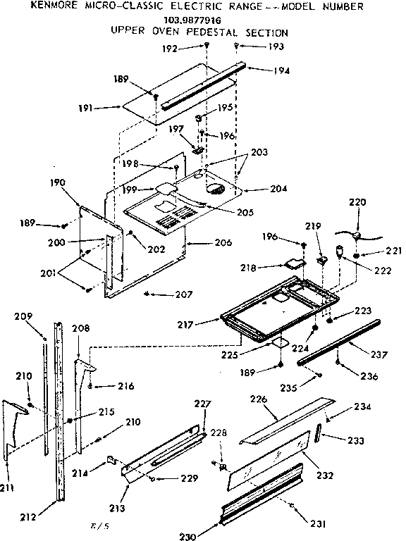 Kenmore 1039877916 upper oven pedestal section diagram