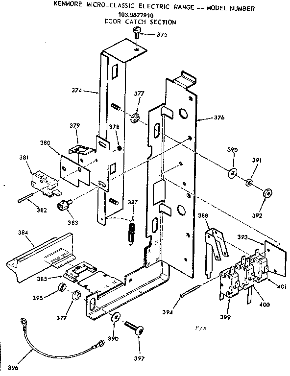 Kenmore 1039877916 door catch section diagram