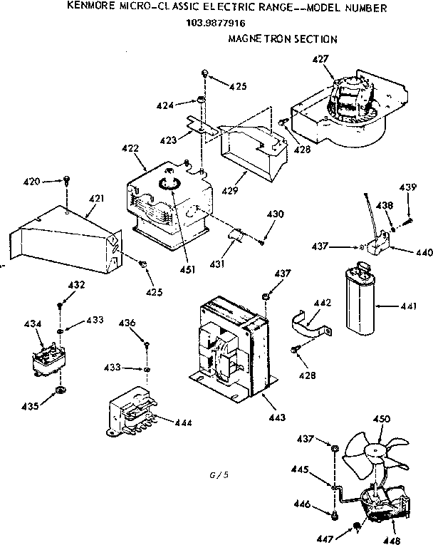 Kenmore 1039877916 magnetron section diagram