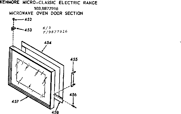 Kenmore 1039877916 microwave oven door section diagram