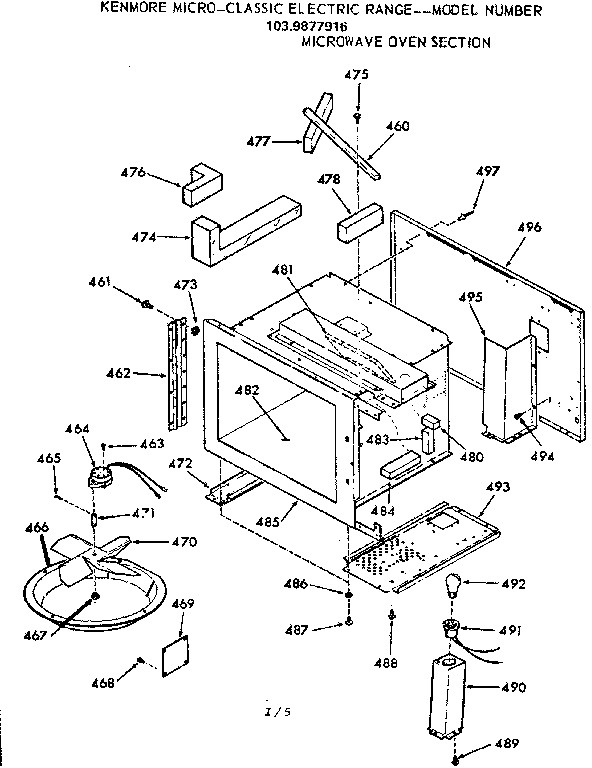 Kenmore 1039877916 microwave oven section diagram