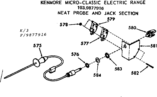 Kenmore 1039877916 meat probe and jack section diagram