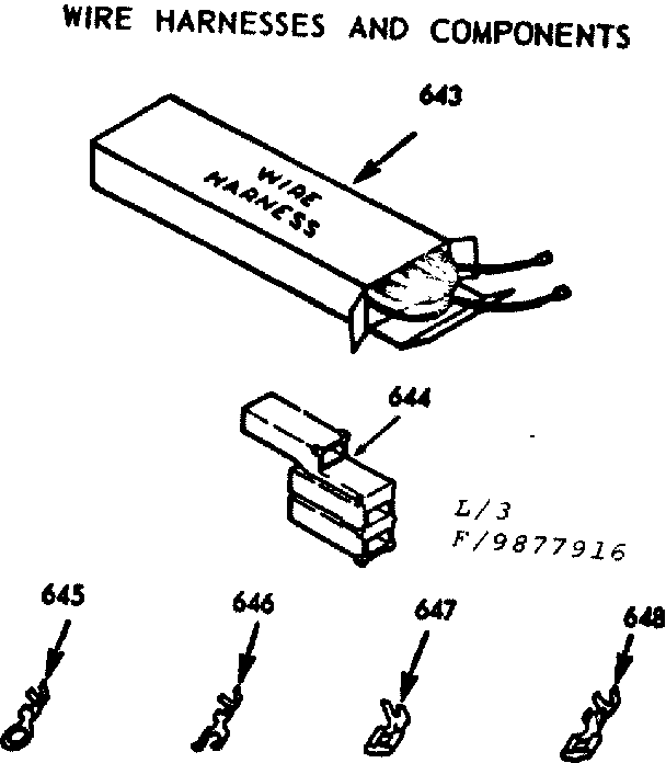 Kenmore 1039877916 wire harnesses and components diagram