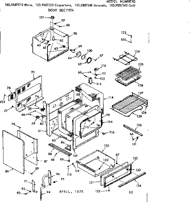 Kenmore 1039887520 body section diagram