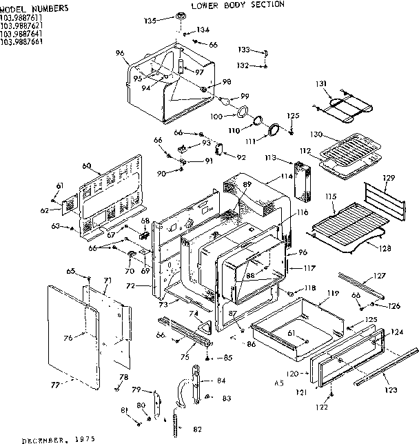 Kenmore 1039887661 lower body section diagram