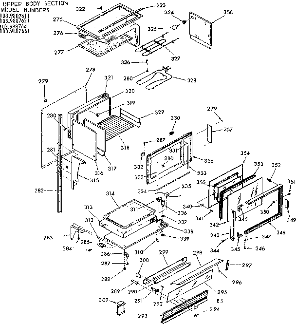 Kenmore 1039887661 upper body section diagram