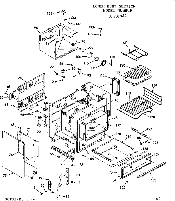 Kenmore 1039887612 lower body section diagram