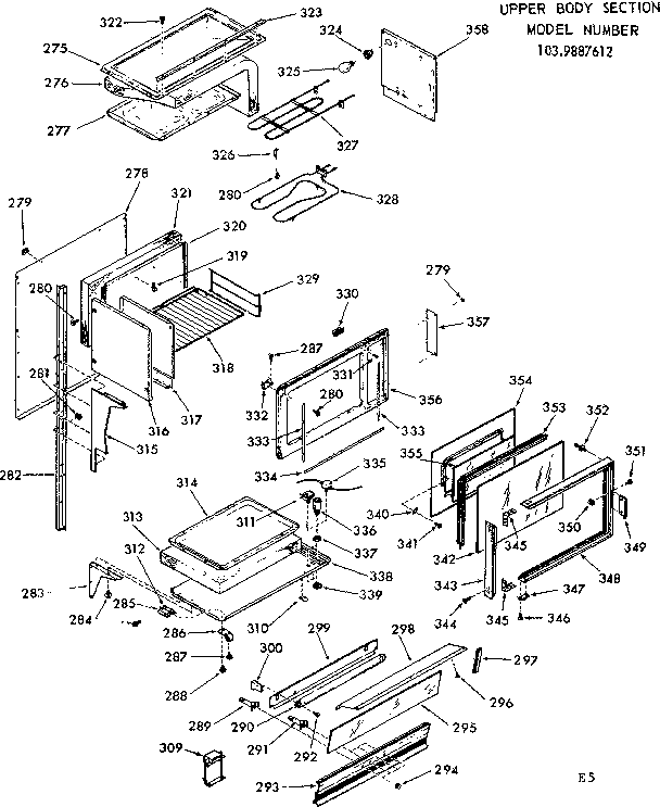 Kenmore 1039887612 upper body section diagram