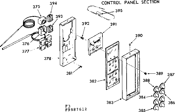 Kenmore 1039887612 control panel section diagram