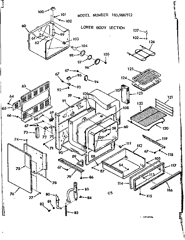 Kenmore 1039887912 lower body section diagram