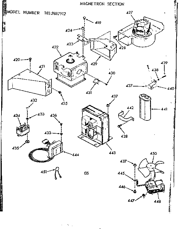 Kenmore 1039887912 magnetron section diagram