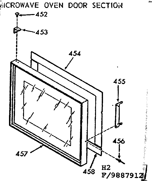Kenmore 1039887912 microwave oven door section diagram