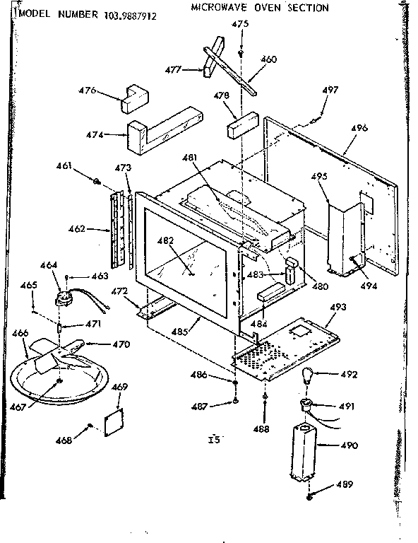 Kenmore 1039887912 microwave oven section diagram
