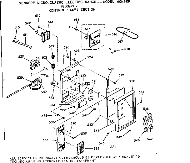 Kenmore 1039887912 control panel section diagram