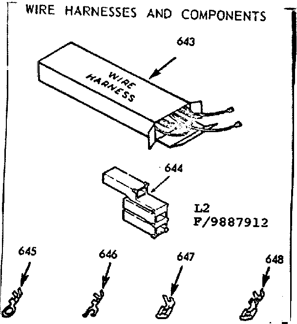 Kenmore 1039887912 wire harnesses and components diagram
