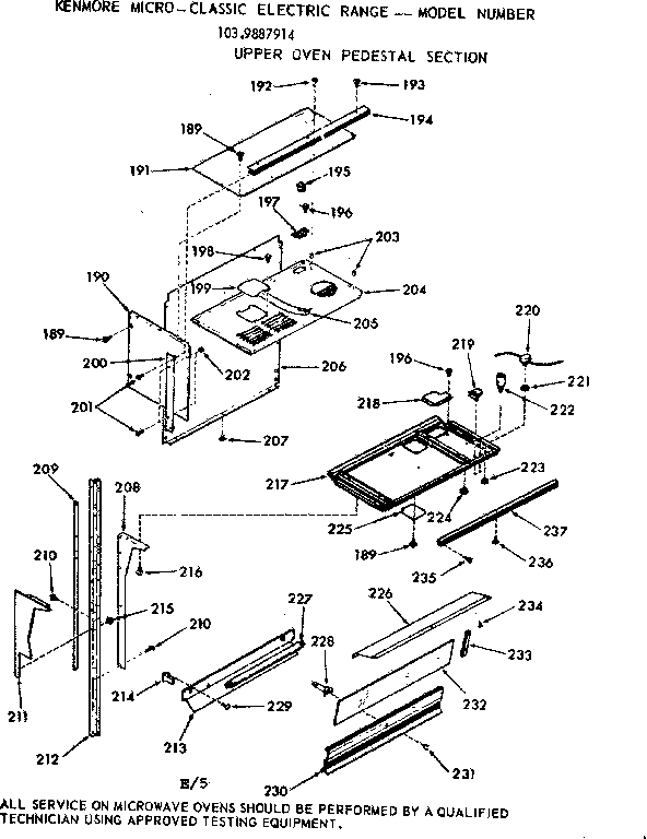 Kenmore 1039887914 oven pedestal section diagram