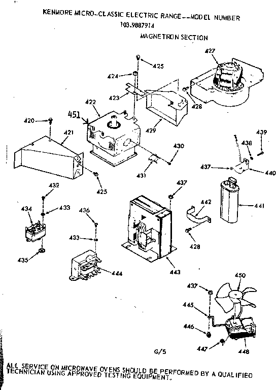 Kenmore 1039887914 magnetron section diagram