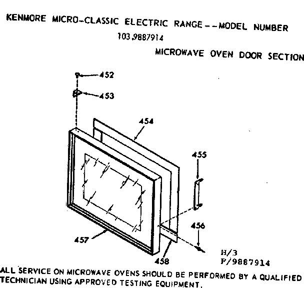 Kenmore 1039887914 microwave oven door section diagram