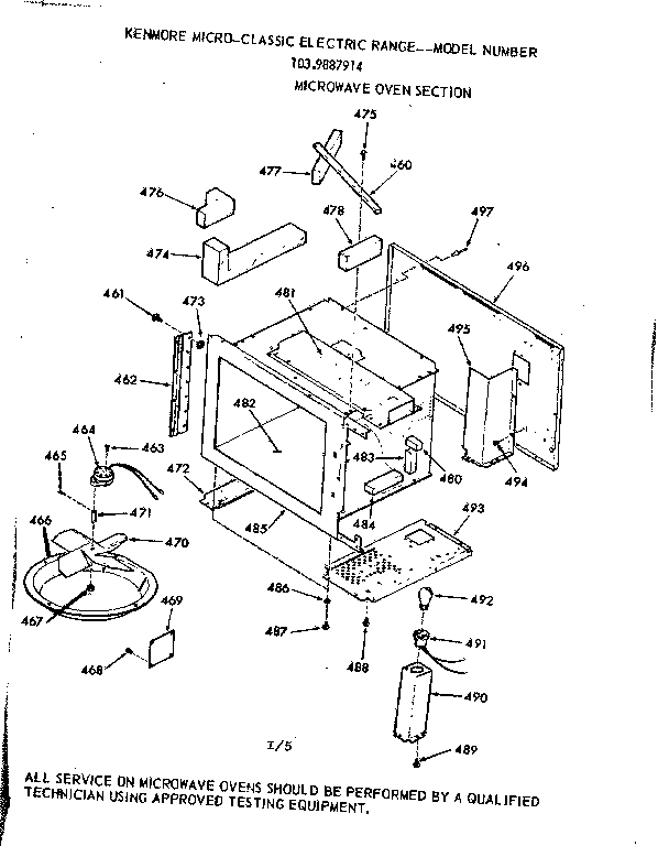 Kenmore 1039887914 microwave oven section diagram