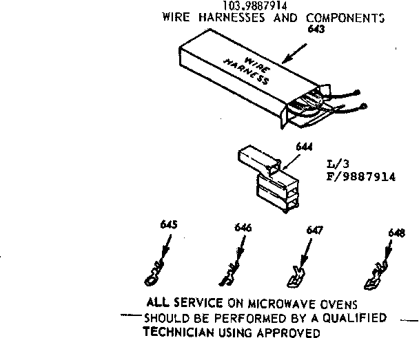 Kenmore 1039887914 wire harnesses and components diagram