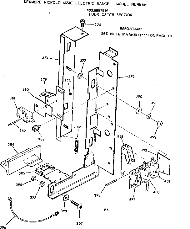 Kenmore 1039887916 door catch section diagram