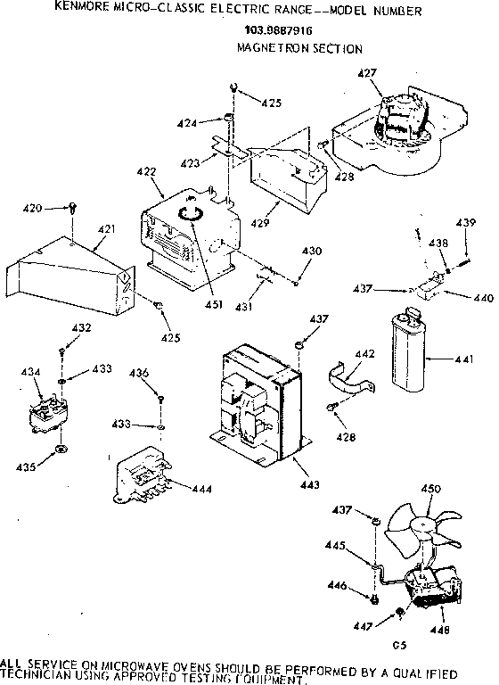 Kenmore 1039887916 magnetron section diagram