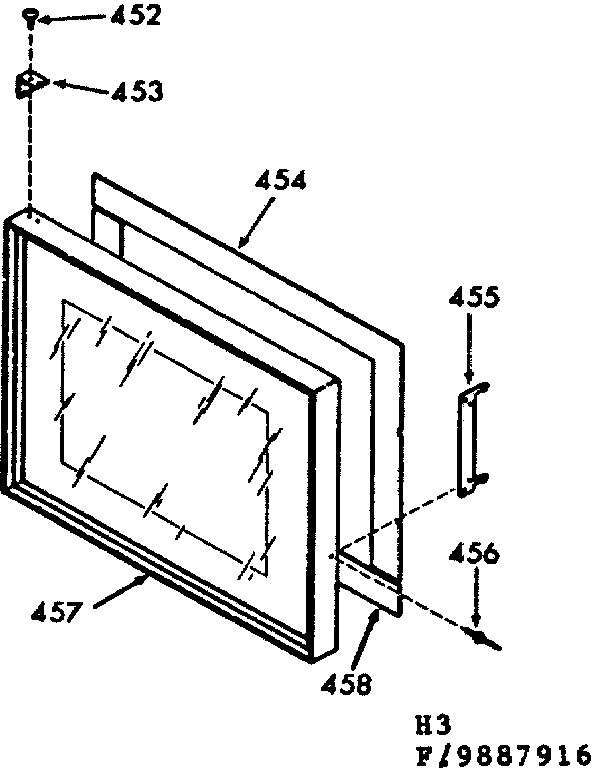 Kenmore 1039887916 microwave oven door section diagram