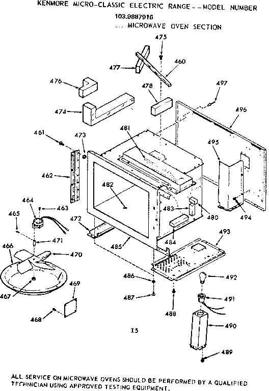 Kenmore 1039887916 microwave oven section diagram