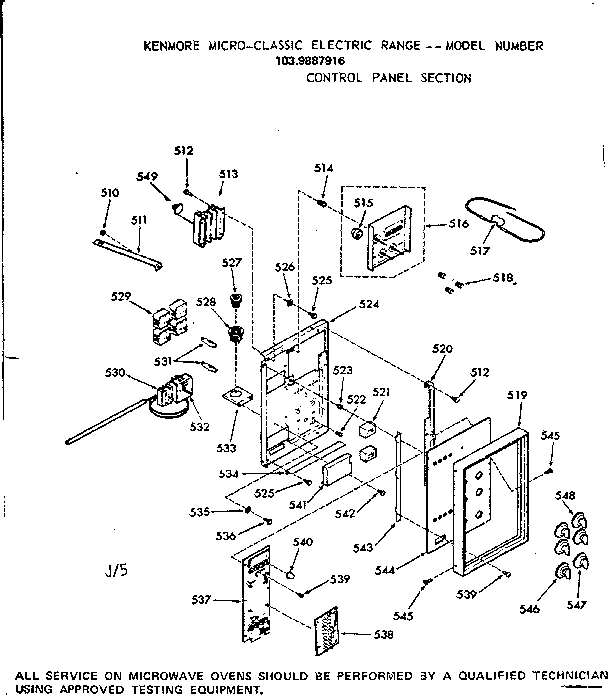 Kenmore 1039887916 control panel section diagram