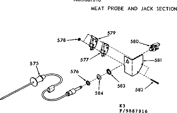 Kenmore 1039887916 meat probe and jack section diagram