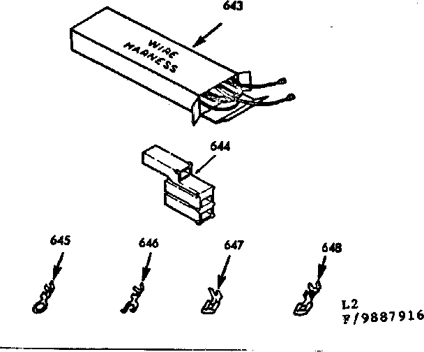 Kenmore 1039887916 wire harnesses and components diagram