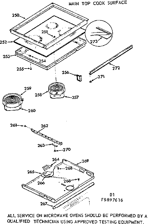 Kenmore 1039897616 main top cook surface diagram