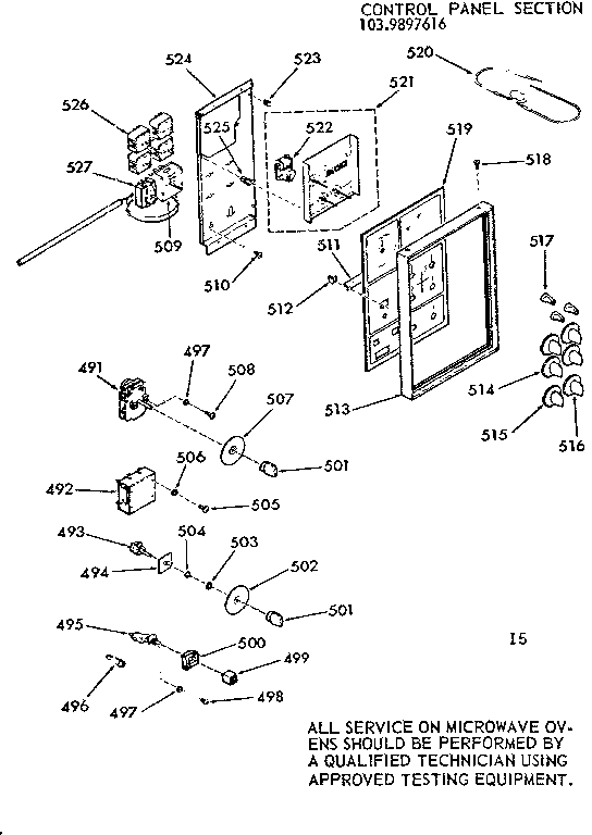 Kenmore 1039897616 control panel section diagram