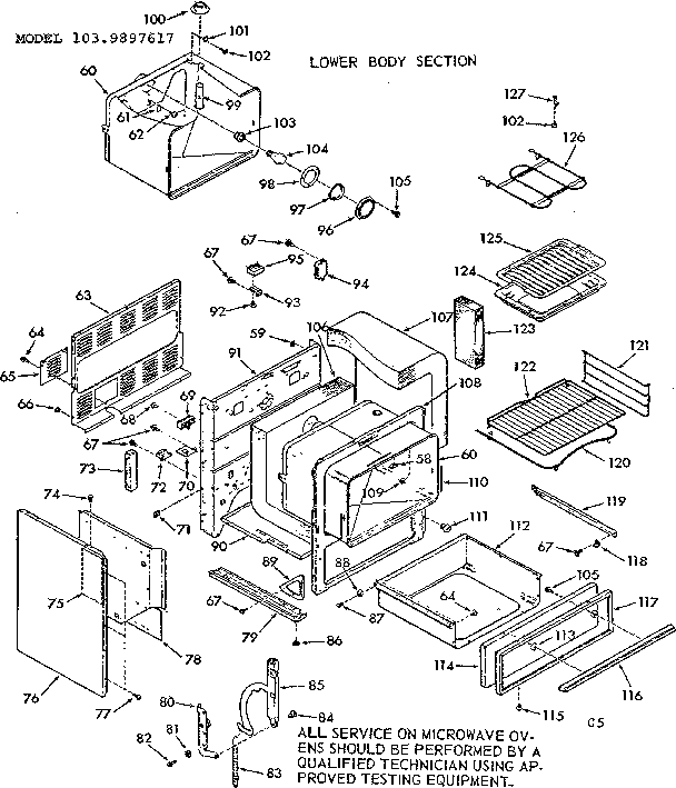 Kenmore 1039897617 lower body section diagram